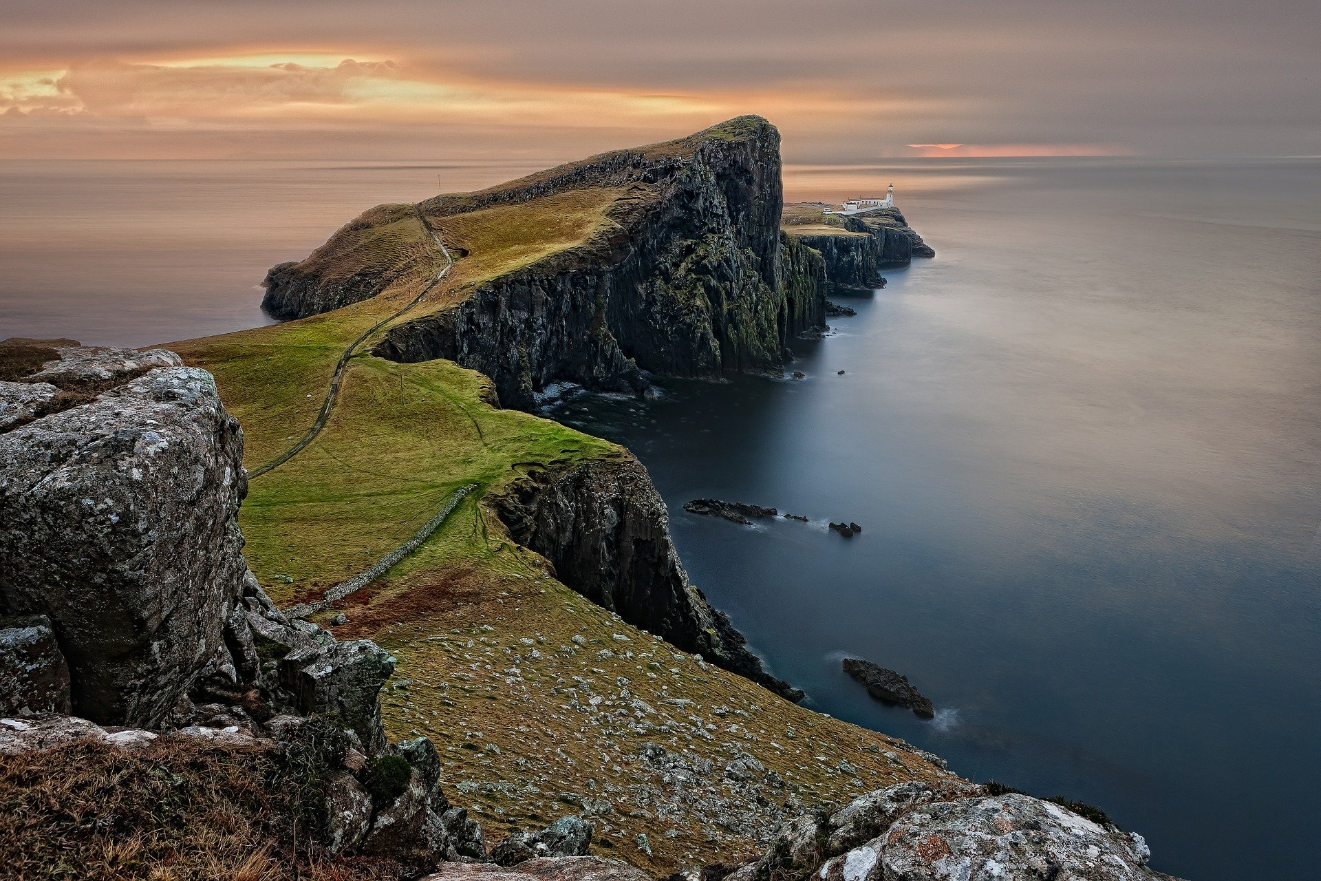 Scottish isles at dusk rural countryside