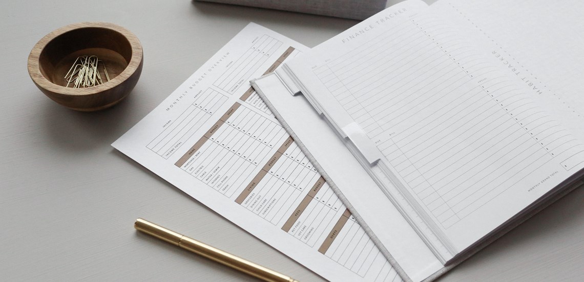 Budgeting stationary on desk